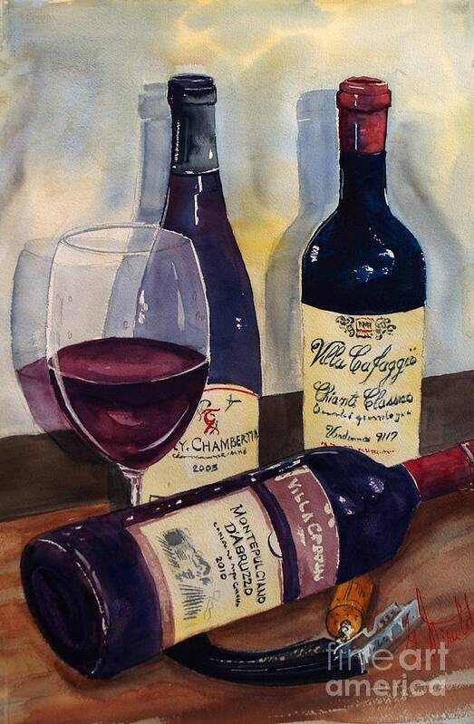 Wine Art Print featuring the painting Vino d'tavola by Gerald Miraldi