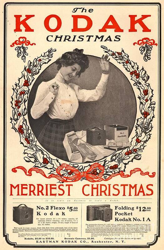 Christmas Art Print featuring the photograph Vintage Kodak Christmas Card by Edward Fielding