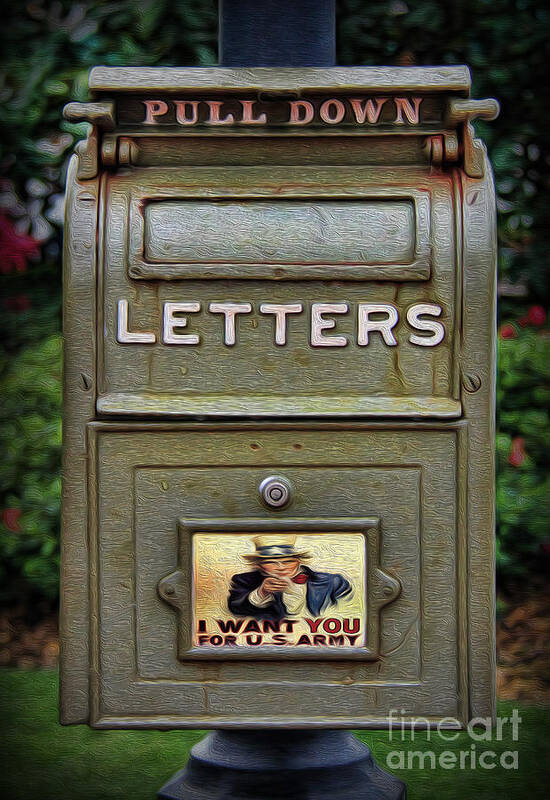 Green Mailbox Art Print featuring the photograph Vintage US Mailbox II by Lee Dos Santos