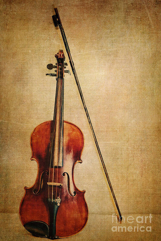 Violin Art Print featuring the photograph Violin with Bow by Kadwell Enz