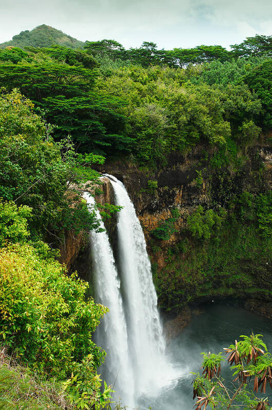 Waterfall Art Print featuring the photograph Wailua Falls Kauai by Photography By Sai