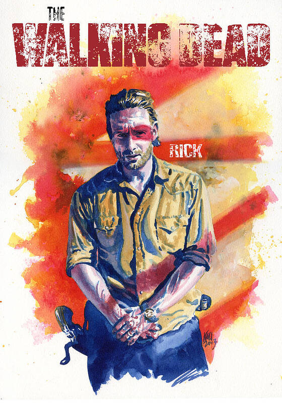 Walking Dead Art Print featuring the painting Walking Dead Rick by Ken Meyer jr