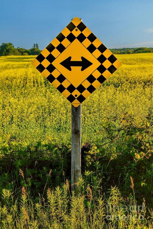 Warning Art Print featuring the photograph Warning - Yellow On Both Sides by Henry Kowalski