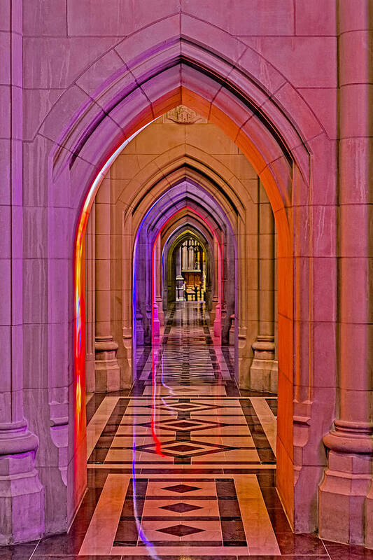 Washington Cathedral Art Print featuring the photograph Washington Cathedral Light Show by Susan Candelario