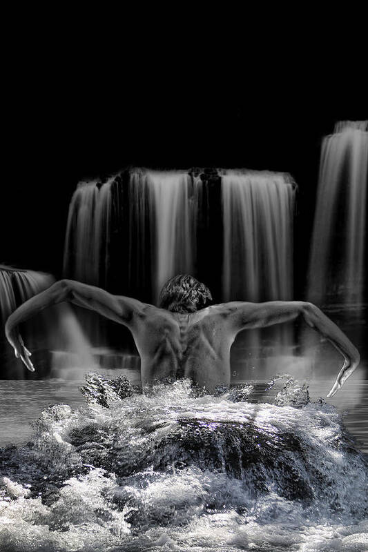 Digital Design Art Print featuring the digital art Water dance by Angel Jesus De la Fuente