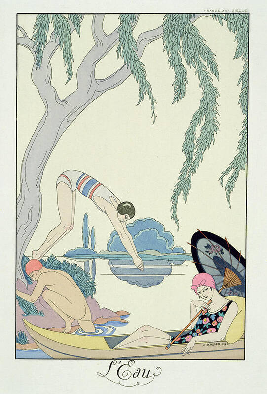 Bathing Art Print featuring the painting Water by Georges Barbier