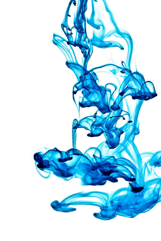 Abstract Art Print featuring the photograph Water Trails - Two Blue Drops by Onyonet Photo Studios