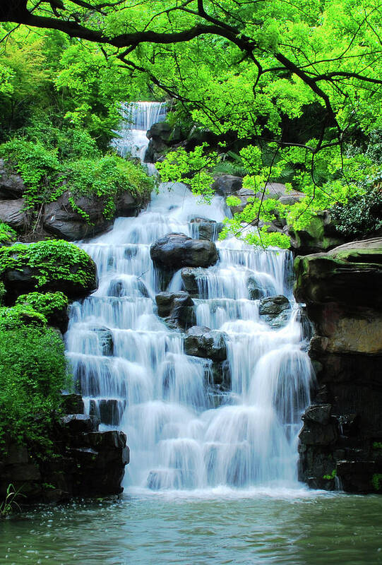 Scenics Art Print featuring the photograph Waterfall by Wei Fang