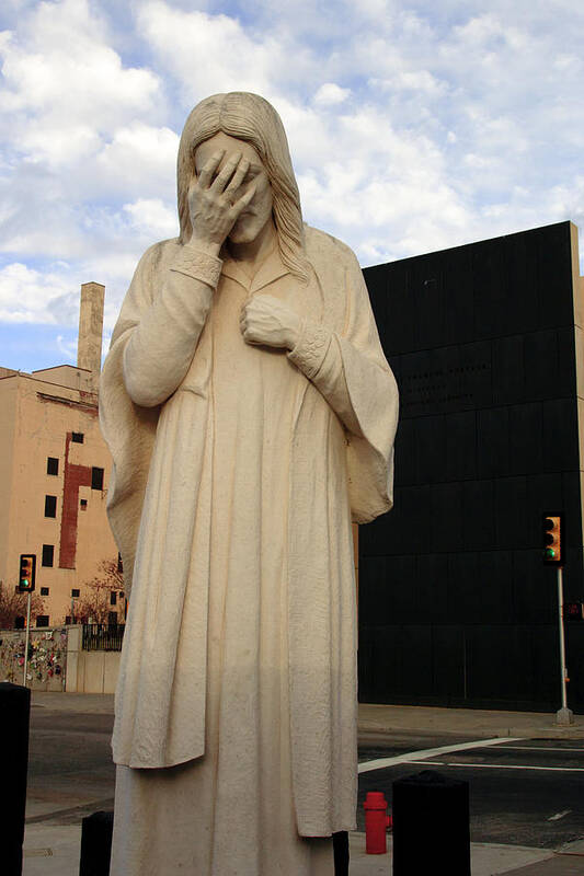 City Art Print featuring the photograph Weeping Jesus Statue in Oklahoma City by Richard Smith