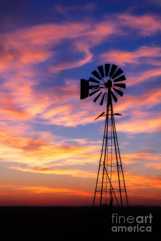 Windmills Art Print featuring the photograph Windmill Silhouette 1 by Jim McCain