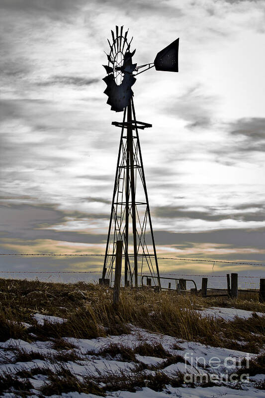 Sky Art Print featuring the photograph Windmill with a scenic sky by Steve Triplett