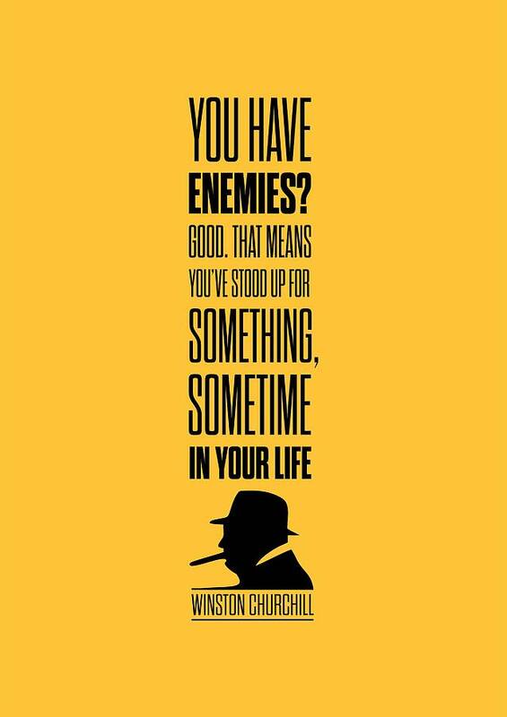 Winston Churchill Art Print featuring the digital art Winston Churchill Inspirational Quotes Poster by Lab No 4 - The Quotography Department