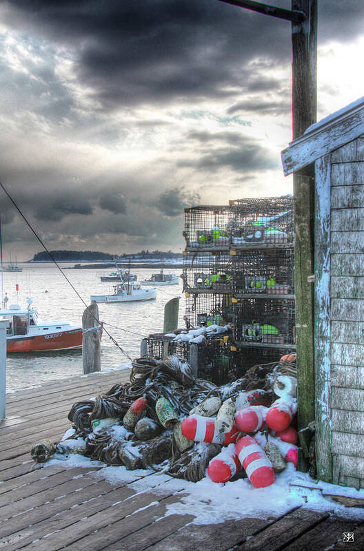 Maine Art Print featuring the photograph Winter on the Lobster Wharf by John Meader