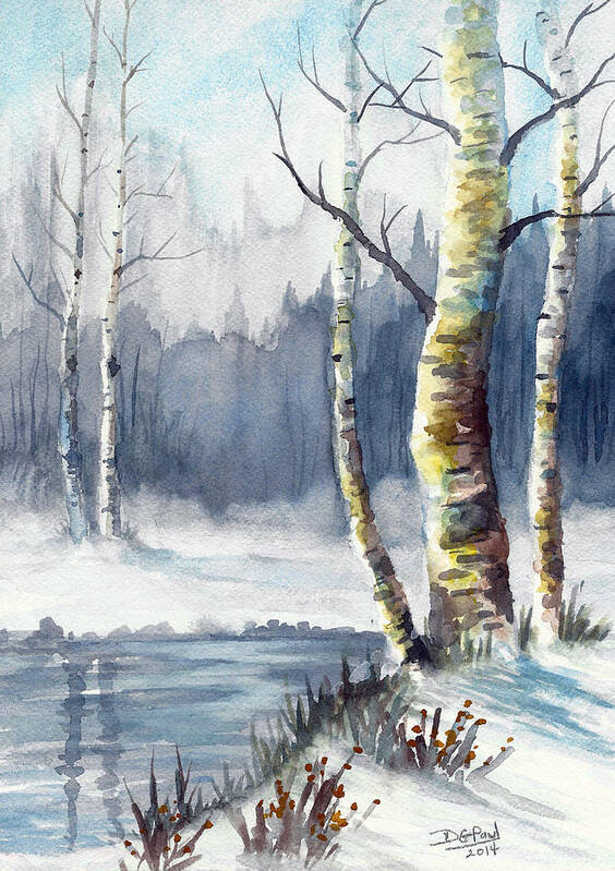 Winter Art Print featuring the painting Winter's Touch by David G Paul