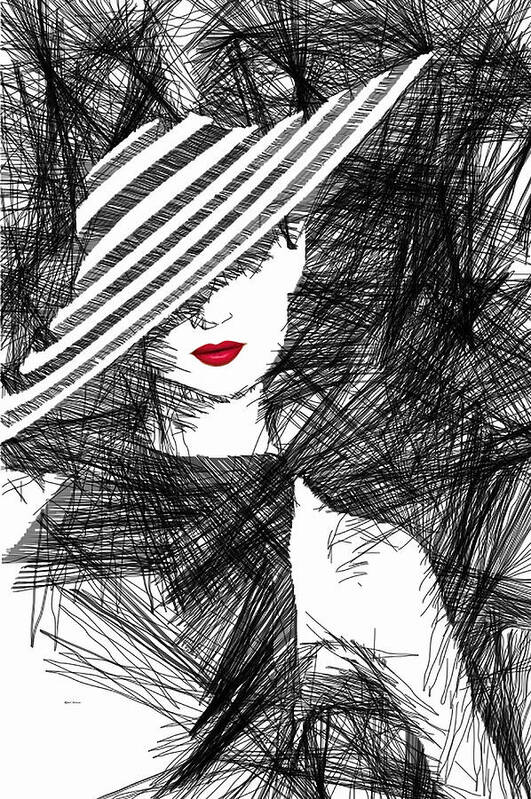 Woman Art Print featuring the digital art Woman with a Hat by Rafael Salazar