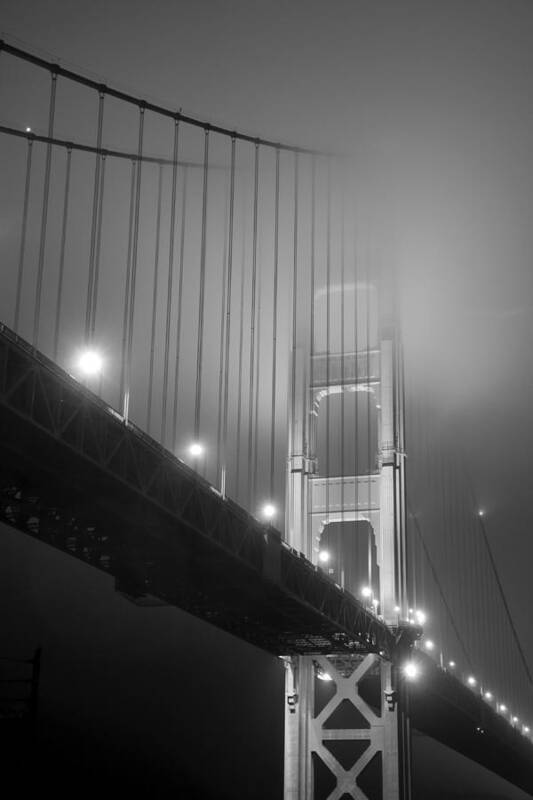 golden Gate Bridge Art Print featuring the photograph Golden Gate Bridge at night by Mike Irwin