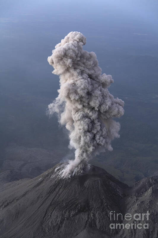 No People Art Print featuring the photograph Santiaguito Ash Eruption, Guatemala #1 by Martin Rietze