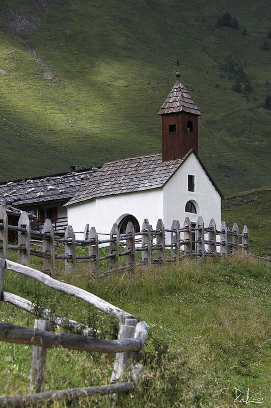 Alps Art Print featuring the photograph Alpine church. by Raffaella Lunelli