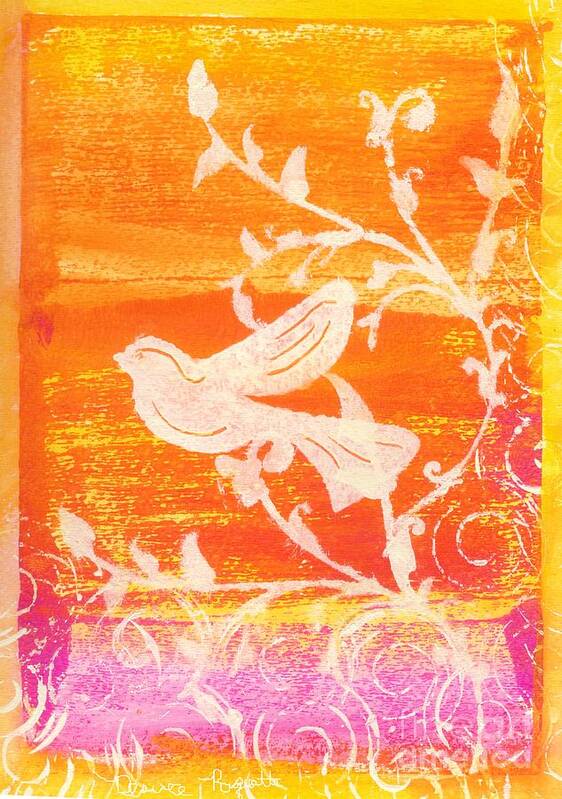 Collage Art Print featuring the painting Bird in the Meadow by Desiree Paquette
