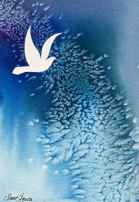 Dove Art Print featuring the painting Blue Dove by Frank SantAgata