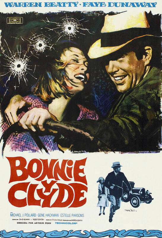 1960s Movies Art Print featuring the photograph Bonnie And Clyde, Faye Dunaway, Warren by Everett
