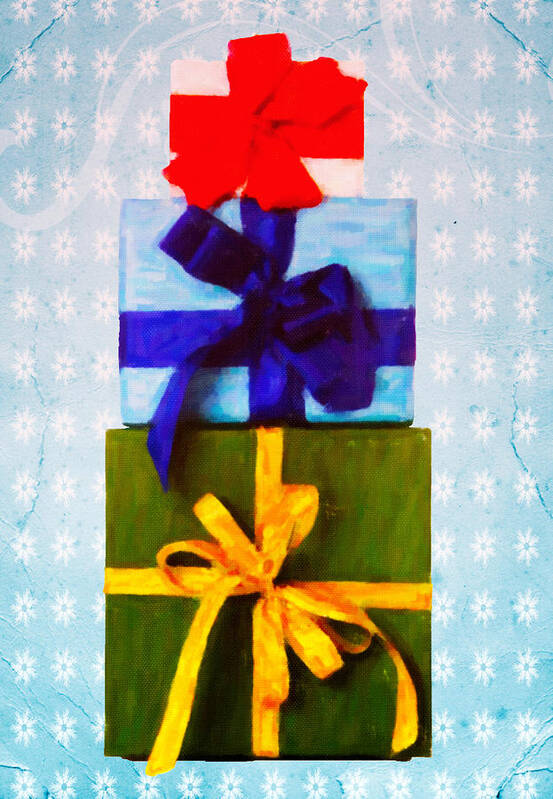 Presents Art Print featuring the mixed media Boxes and Bows by Rob Tullis