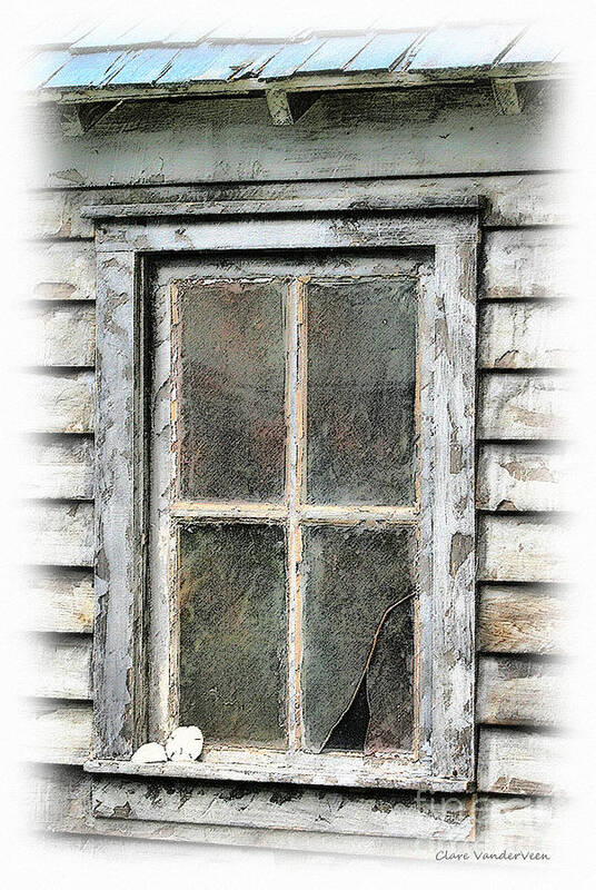 Window Art Print featuring the photograph Broken Window With Sand Dollar by Clare VanderVeen