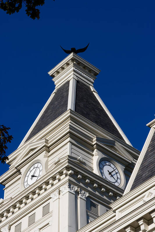 Architecture Art Print featuring the photograph Clarksville Historic Courthouse Clock Tower by Ed Gleichman