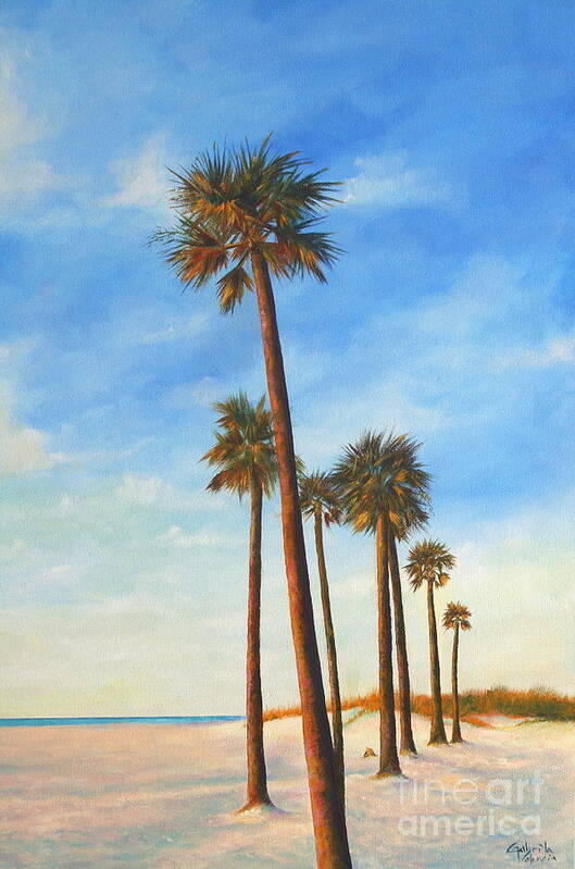 Clearwater Beach Pictures Art Print featuring the painting Clearwater Beach Scene by Gabriela Valencia