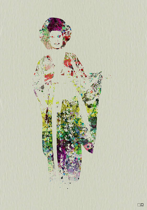 Kimono Art Print featuring the painting Geisha by Naxart Studio