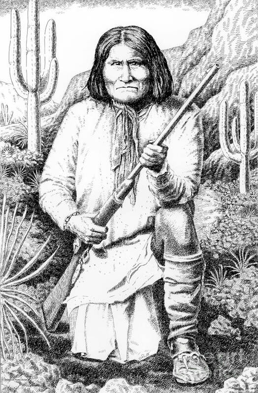 Jim Bridger Art Print featuring the drawing Geronimo by Gordon Punt