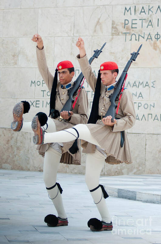 Athens Art Print featuring the photograph Guards parade at Syntagma square by Andrew Michael