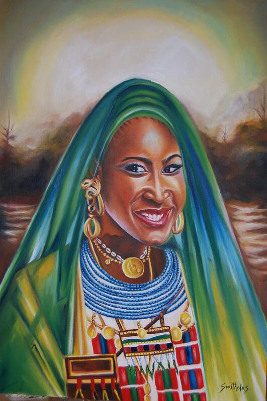 Hausa Art Print featuring the painting Hausa beauty by Olaoluwa Smith