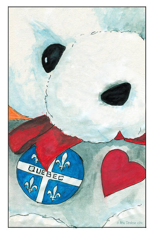 Bear Art Print featuring the drawing Heart Quebec Bear by Ana Tirolese