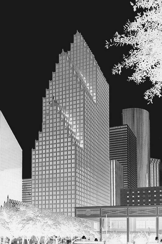 Cities Art Print featuring the photograph Houston Skyline - Kodak Film BW Solarized by Connie Fox