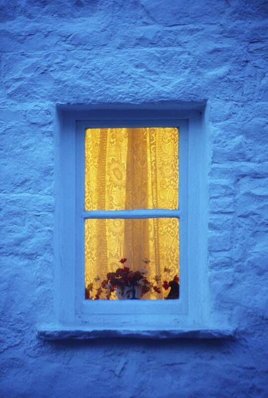 Cottage Art Print featuring the photograph Ireland Cottage Window At Night by Richard Cummins