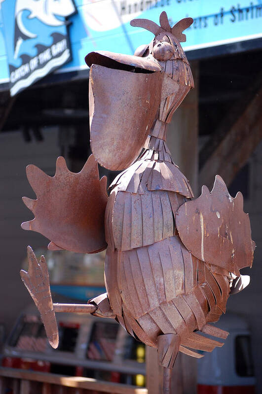 Iron Rusted Seagul Welded Sculpture San Francisco Ca Pier Art Print featuring the photograph Iron Seagul by Holly Blunkall