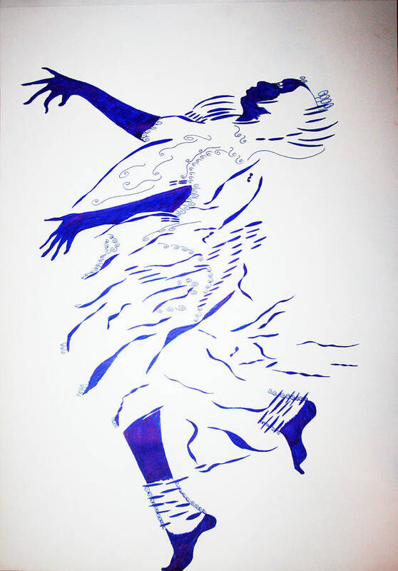 Jesus Art Print featuring the drawing Ishaka dance - Burundi by Gloria Ssali