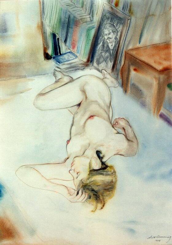 Nude Art Print featuring the painting Jaime Woodstock by Scott Cumming