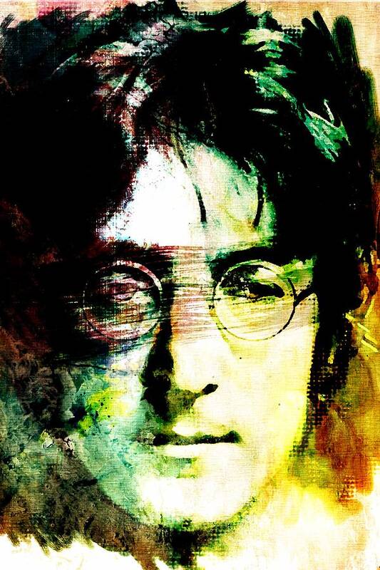 Painted Art Print featuring the digital art John Lennon by Andrea Barbieri