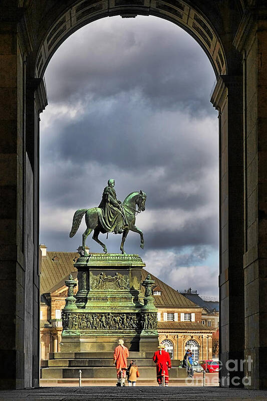 John Of Saxony Monument Art Print featuring the photograph John of Saxony Monument - Dresden Theatre Square by Alexandra Till