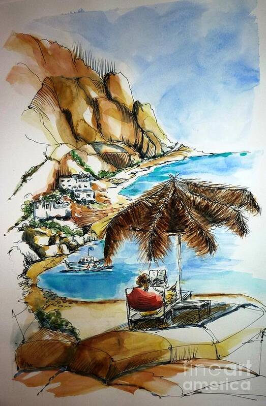 Greek Islands Art Print featuring the painting Kalymnos 2 by Therese Alcorn