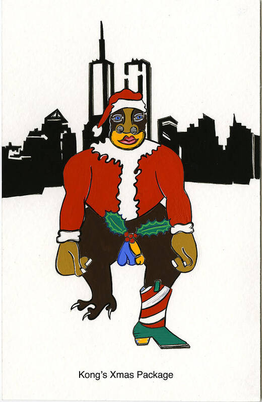 Pop Art Art Print featuring the mixed media Kong's Xmas Package by Ruby Persson