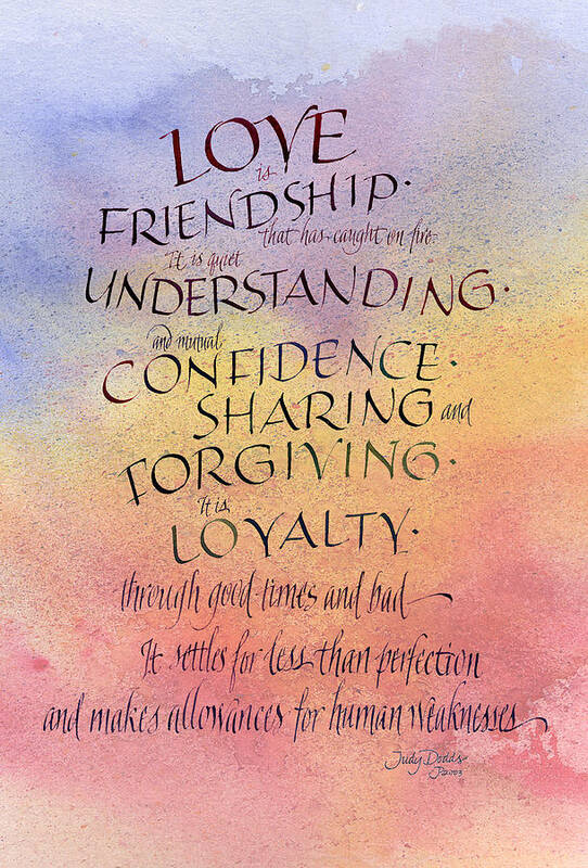 Script Art Print featuring the painting LoveFriendship by Judy Dodds