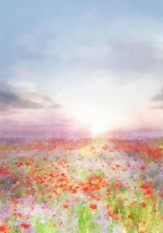 Field Art Print featuring the digital art Meadow Flowers by Frances Miller