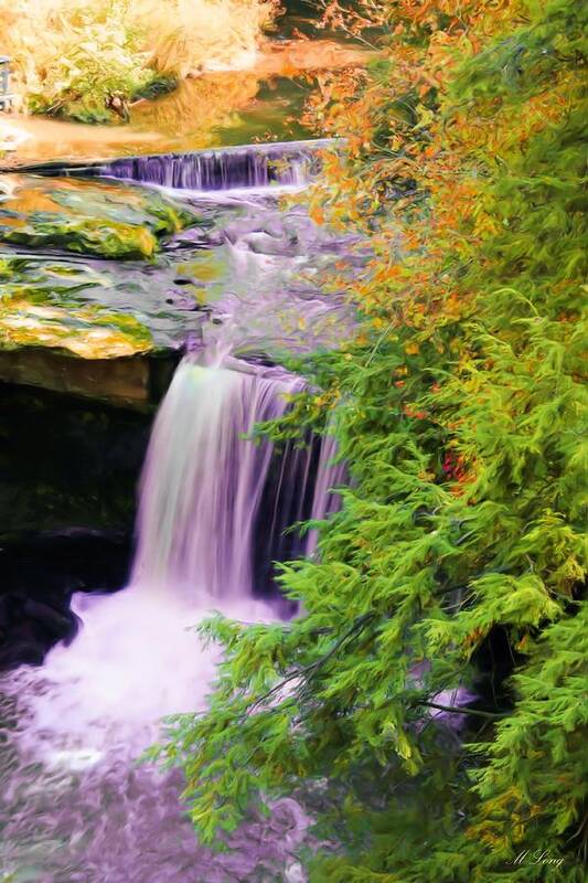 Mill Creek Metropark Art Print featuring the painting Mill Creek Waterfall by Michelle Joseph-Long