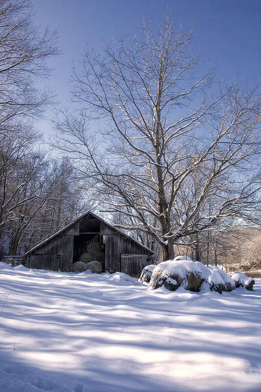 Hay Barn Art Print featuring the photograph Old Hay Barn in Deep Snow by Michael Dougherty