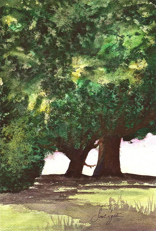 Trees Art Print featuring the painting Old Shade by Frank SantAgata