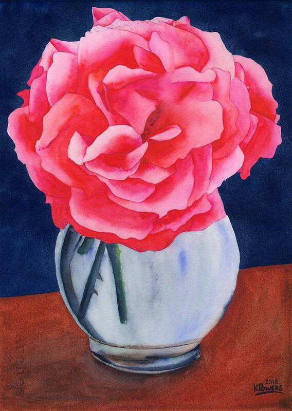 Watercolor Art Print featuring the painting Opera Rose by Ken Powers