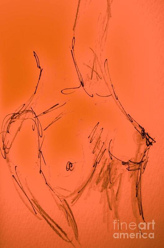 Nude Art Print featuring the drawing Pen sketch by Julie Lueders 